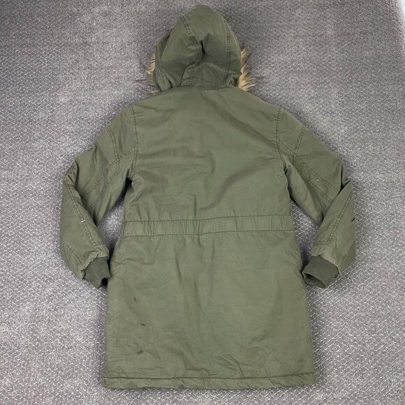 Abercrombie & Fitch Jacket Parka Military Faux Fur Collar Women's Small Green - Picture 3 of 16